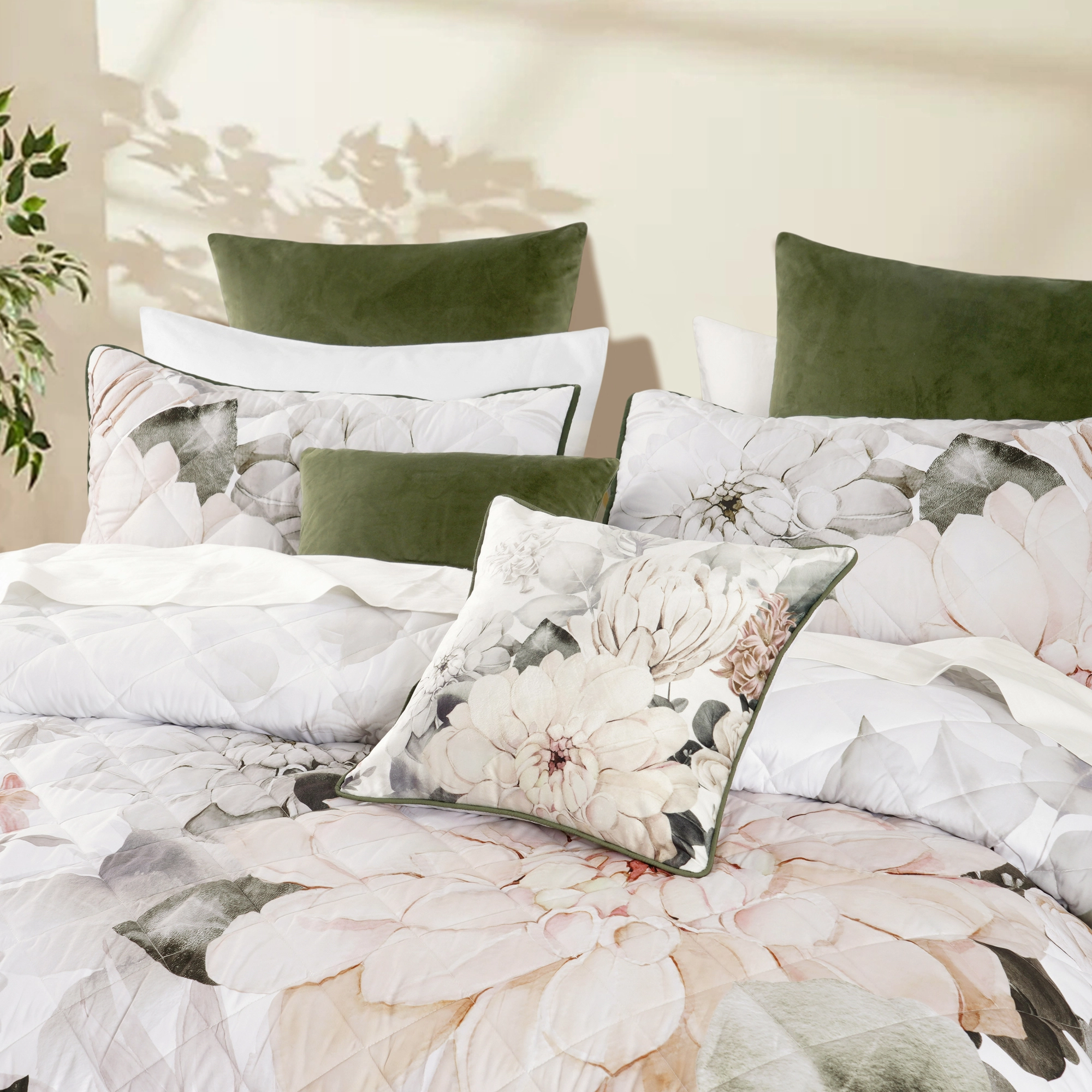 Giselle White Square Cushion by Bianca
