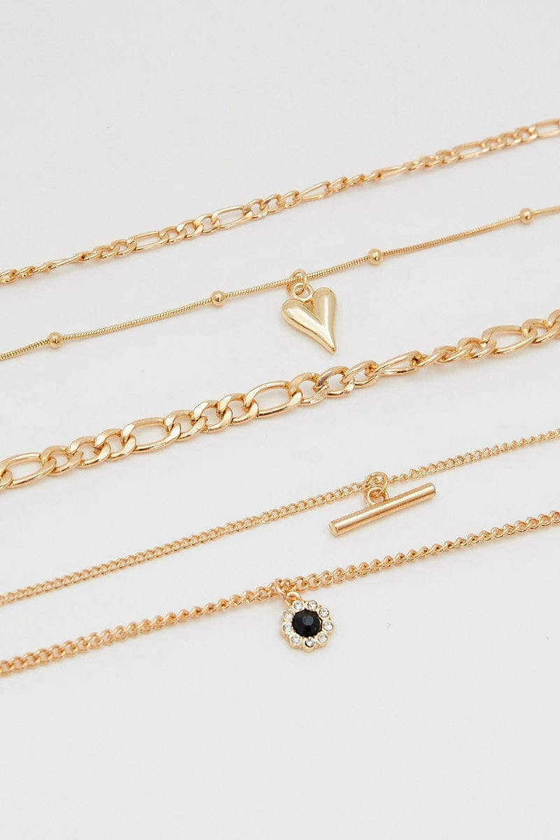 Gold 5Pcs Charm Necklace