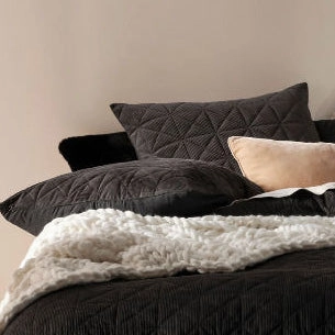 Heath Black Quilt Cover Set by Linen House