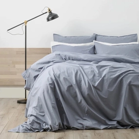 Helena 300tc Vintage Stone Washed Quilt cover Set DUSTY BLUE by Renee Taylor