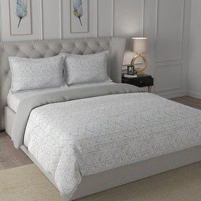 Hermosa Exotic Bouquet Atzi Blue 4 Pc Quilt/Quilted Bed Cover Set