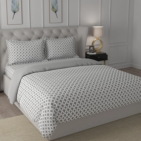 Hermosa Exotic Bouquet Elaine Grey 4 Pc Quilt/Quilted Bed Cover Set