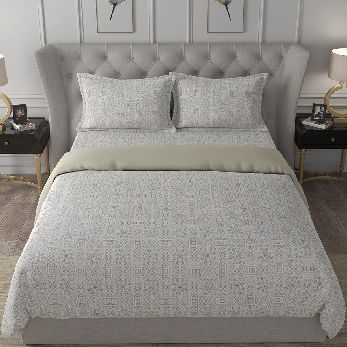 Hermosa Exotic Bouquet Kallie Neutral 4 Pc Quilt/Quilted Bed Cover Set