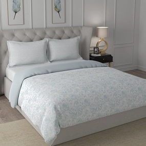 Hermosa Exotic Bouquet Wonderland Blue 4 Pc Quilt/Quilted Bed Cover Set