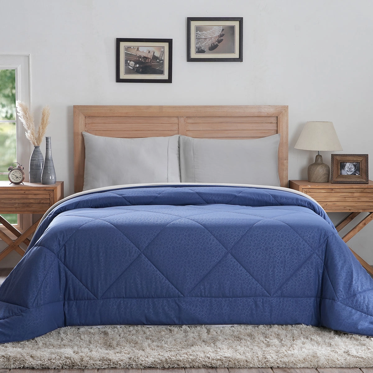 Hermosa Glister Pebble Blue 150GSM Reversible Summer AC Quilt