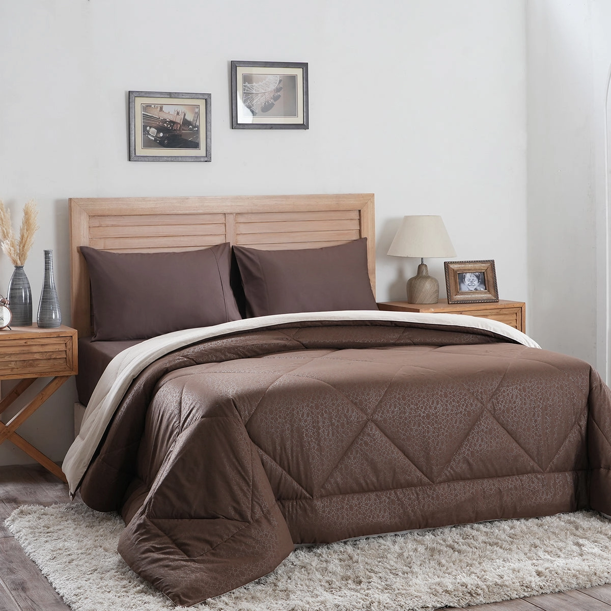 Hermosa Glister Pebble Brown 150GSM Reversible Summer AC Quilt