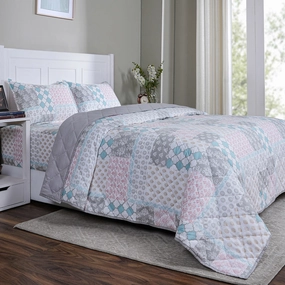 Hermosa Sensory Bloom Lennon Quilt Blue
