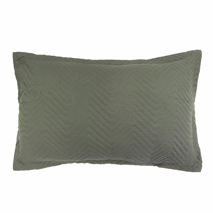 Herringbone Moss Coverlet Set By Bambury