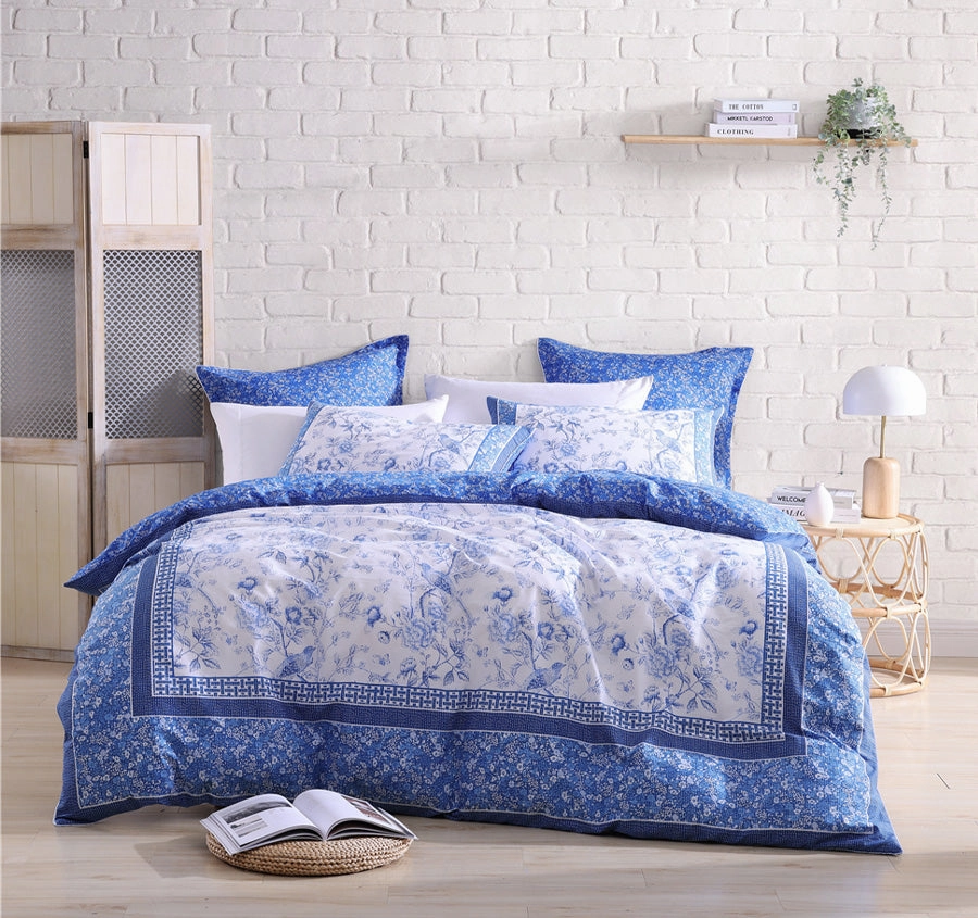 Hiromi Quilt Cover Set Range Blue