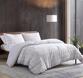 Holden Grid Quilt Cover Set Range Grey