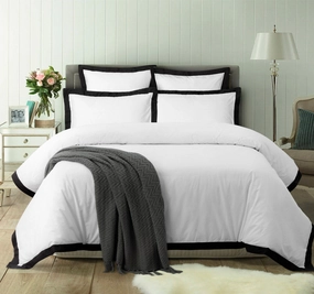 Hotel Deluxe Tailored Quilt Cover Set Range White and Black