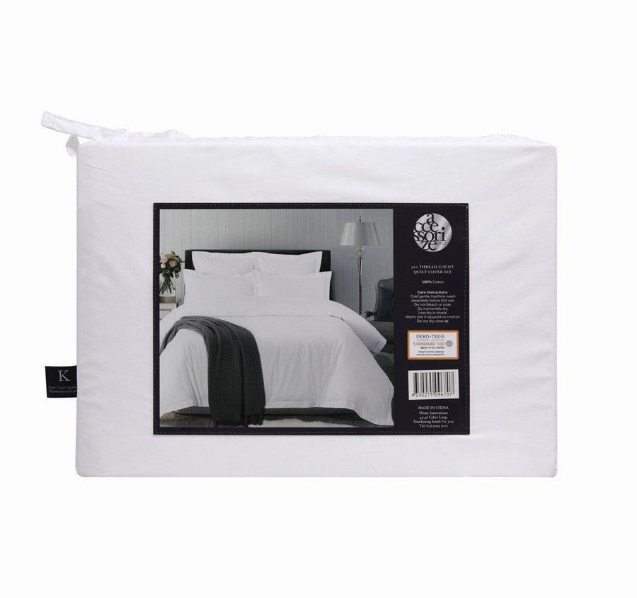 Hotel Deluxe Tailored Quilt Cover Set Range White