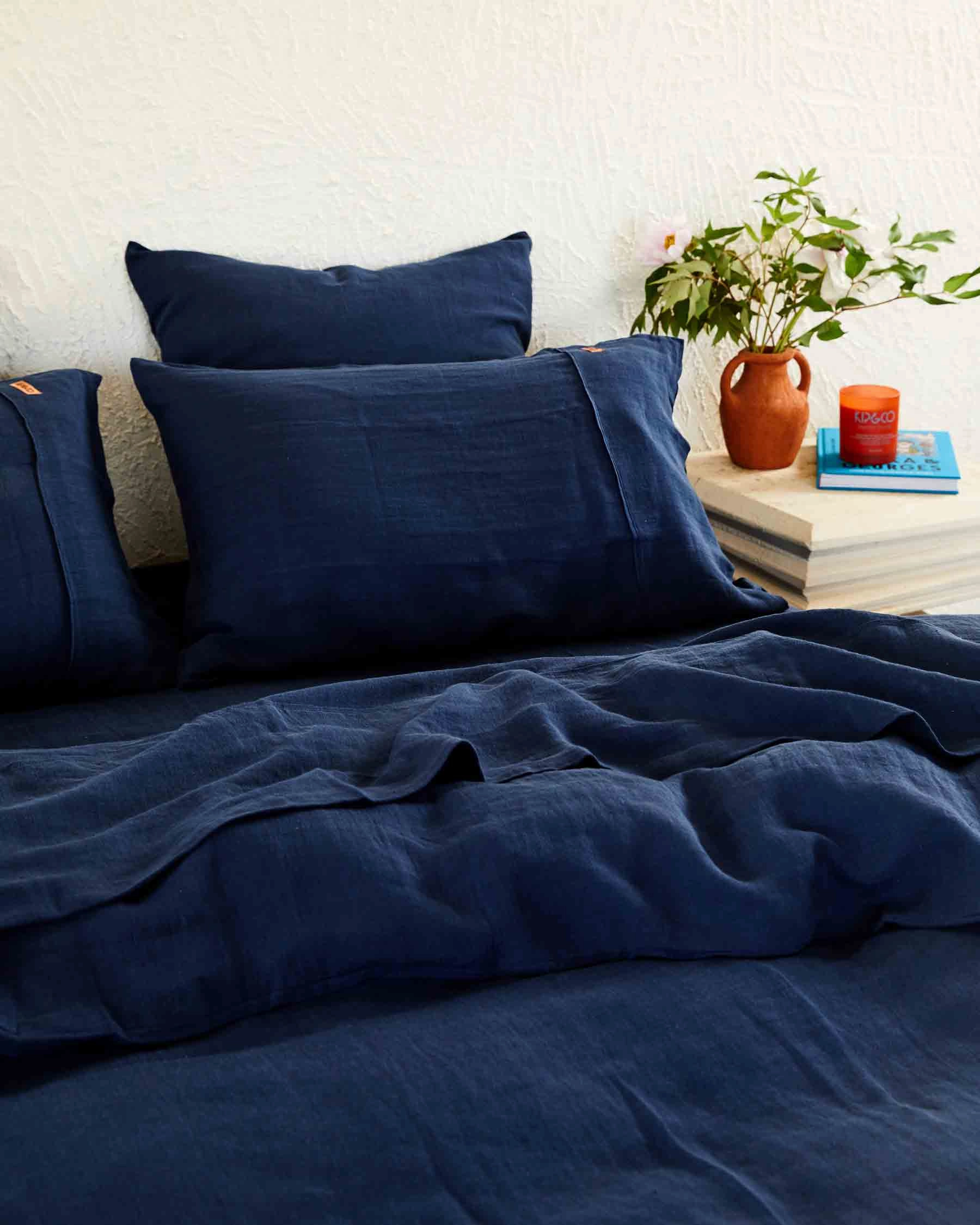 Indigo Linen Quilt Cover (US)