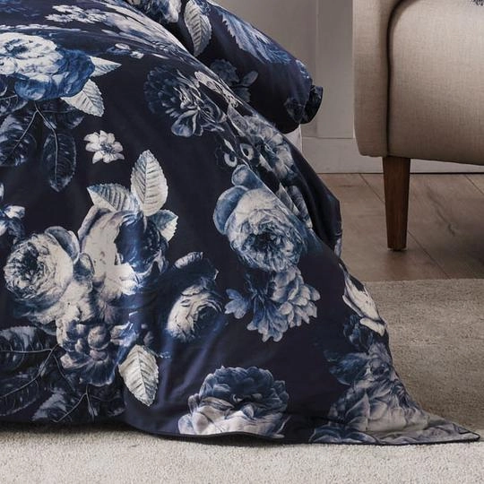 Jardin Navy Quilt Cover Set by GRACE Linen House