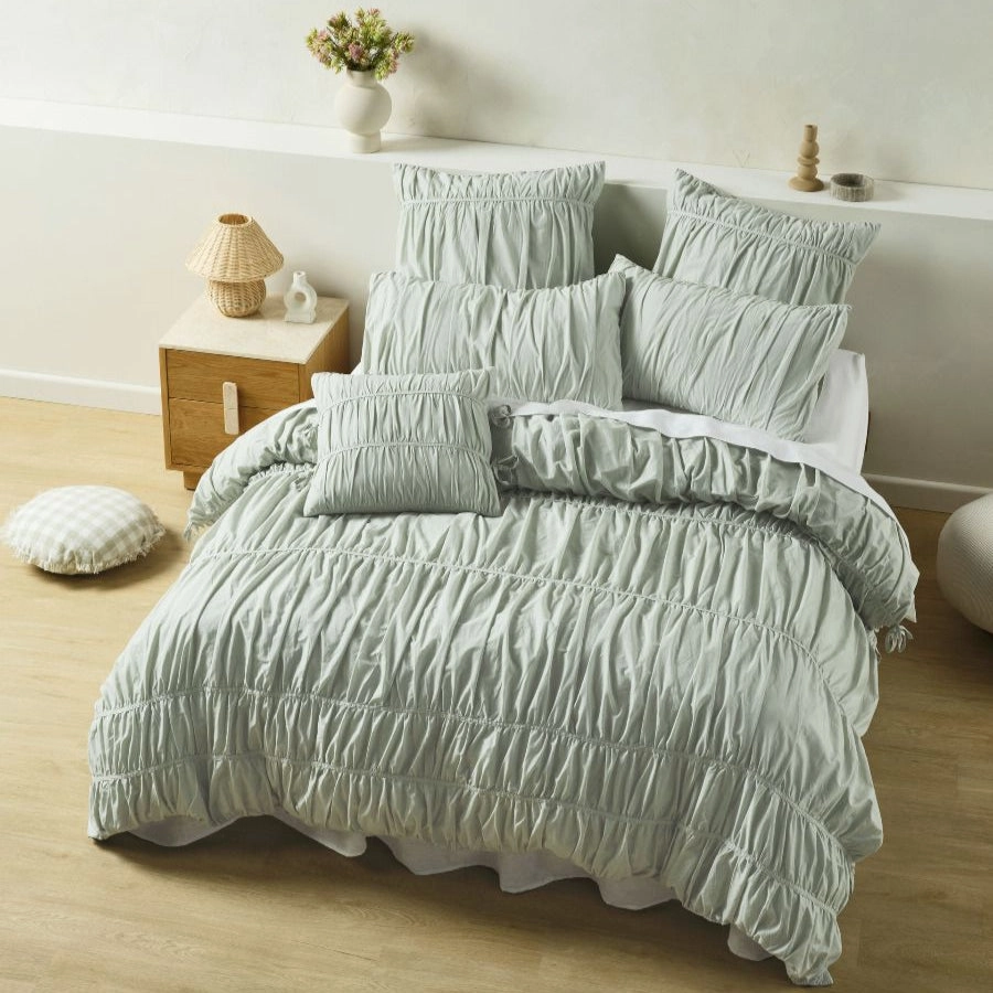 Layla Seafoam European Pillowcase by Linen House