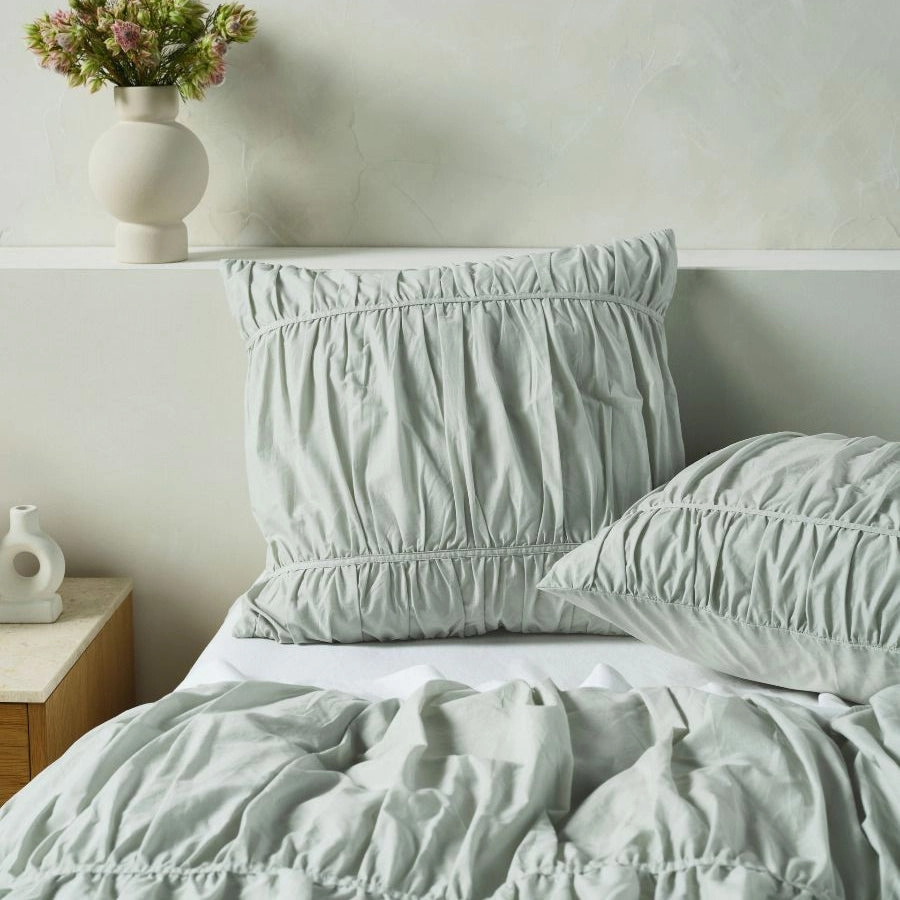 Layla Seafoam European Pillowcase by Linen House