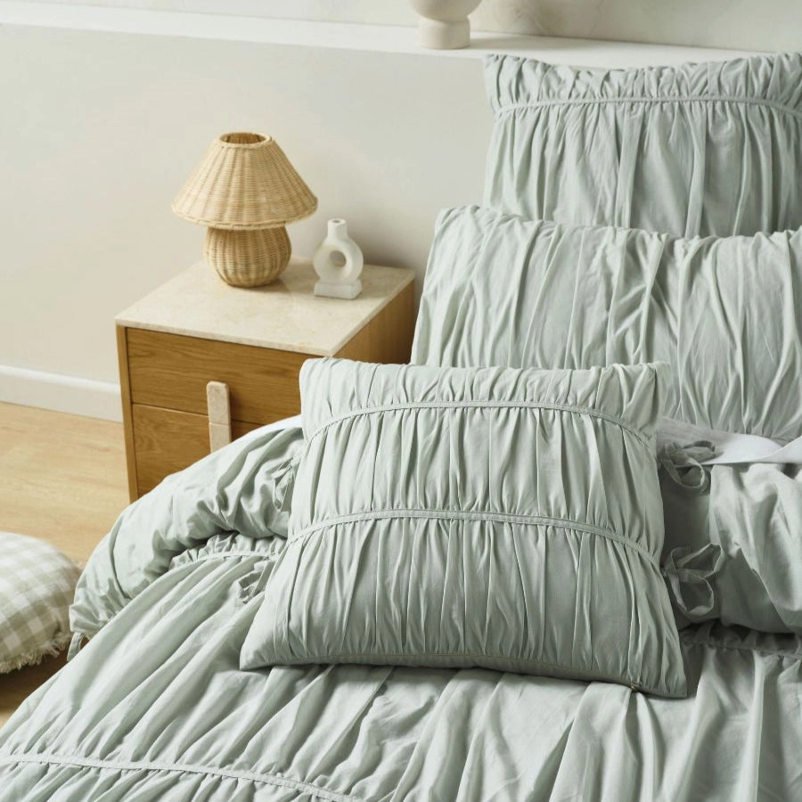 Layla Seafoam Square Filled Cushion by Linen House