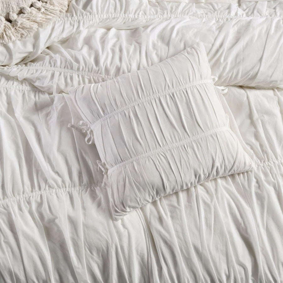 Layla White Square Filled Cushion by Linen House