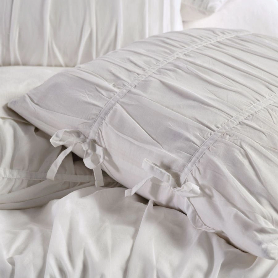 Layla White Square Filled Cushion by Linen House
