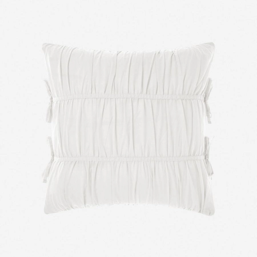 Layla White Square Filled Cushion by Linen House