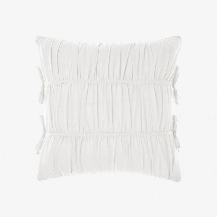 Layla White Square Filled Cushion by Linen House