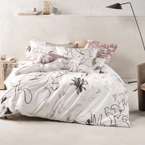 Lennox Neutral Quilt Cover Set by Linen House