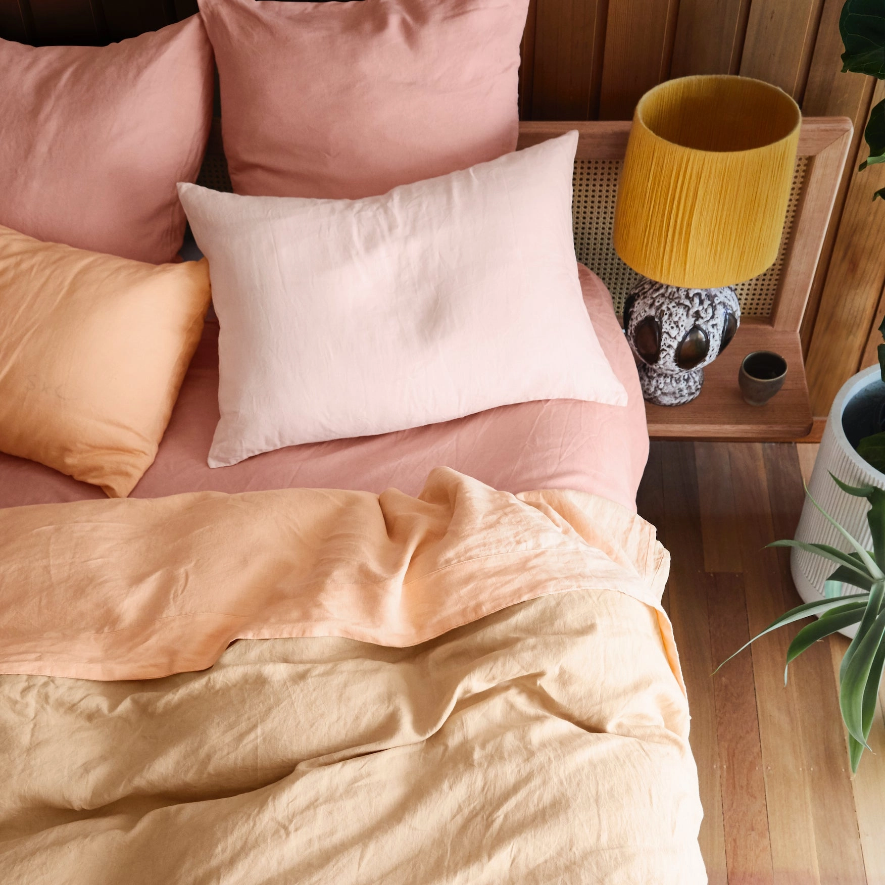Linen Quilt Cover - Cashew
