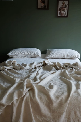 LINEN SHEET SET WITH PILLOWCASES - NATURAL WOVEN