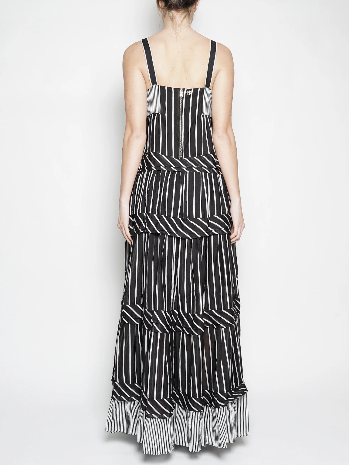 Long White / Black Striped Dress