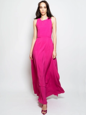 Magenta Silk Long Dress