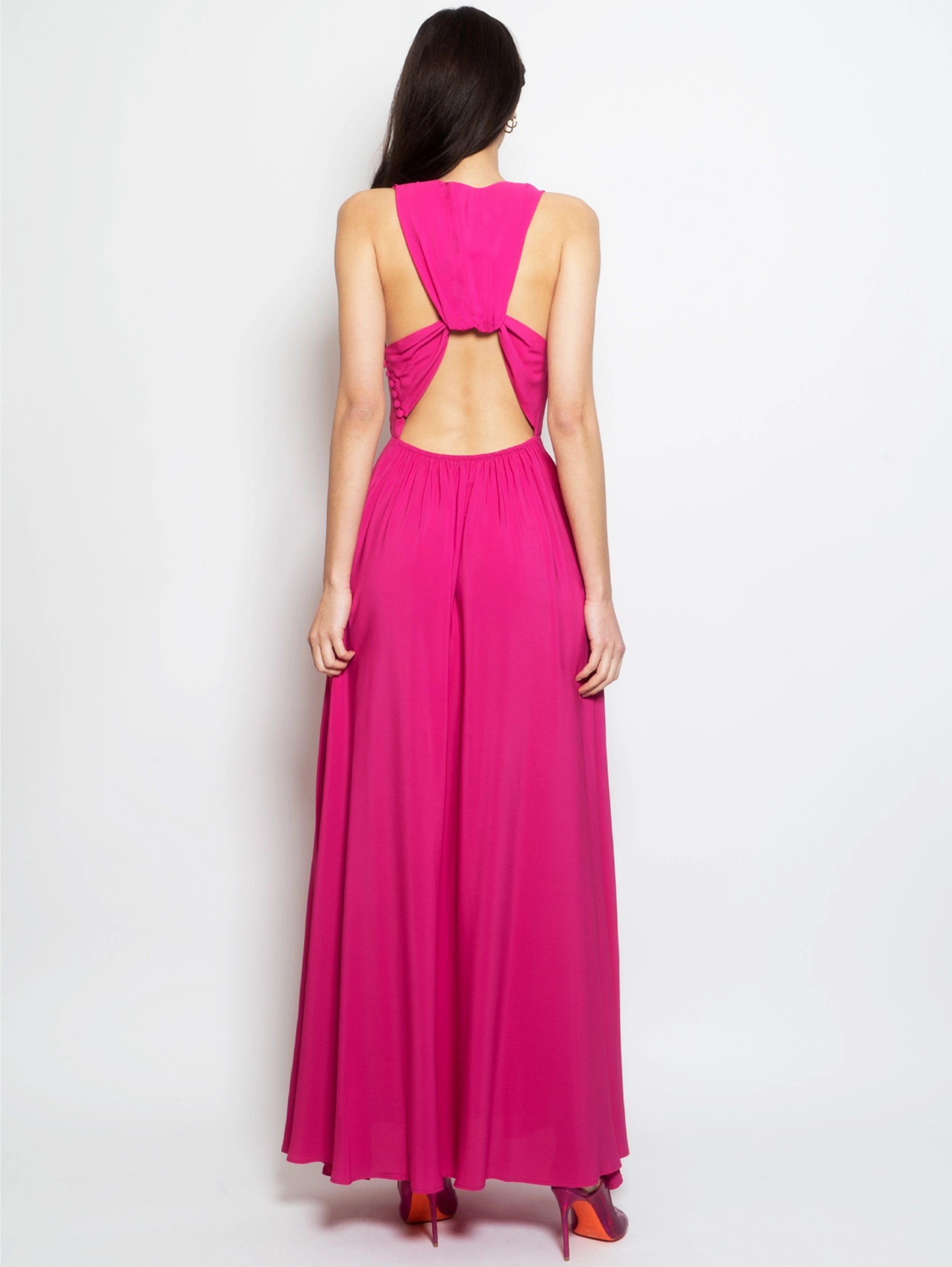 Magenta Silk Long Dress