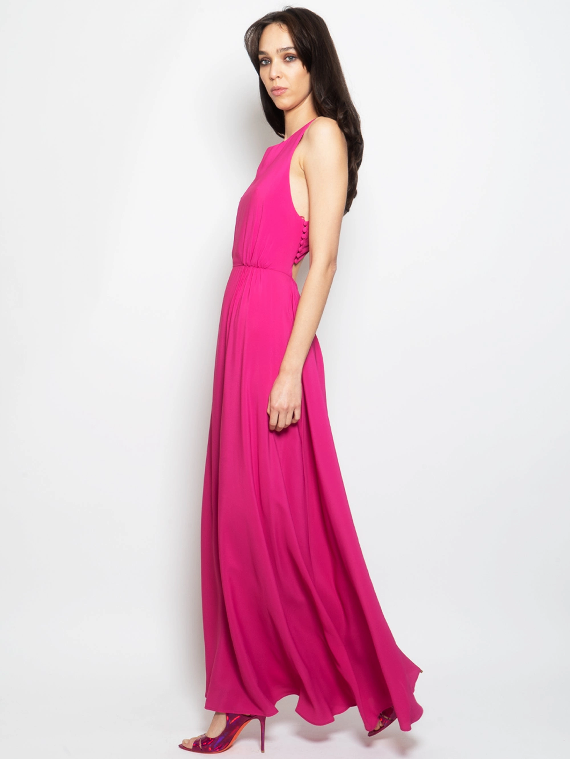 Magenta Silk Long Dress