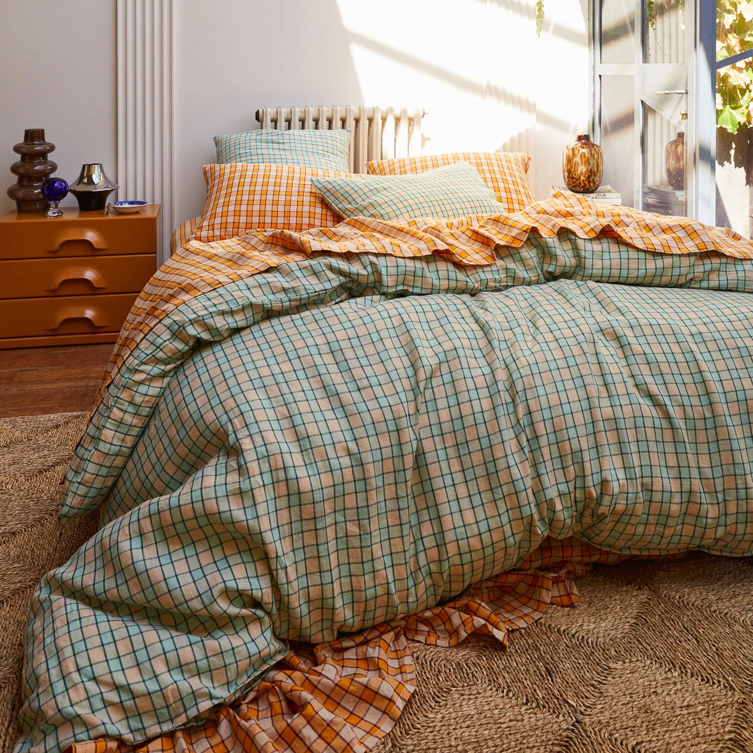 Marquis Linen Quilt Cover - Jade