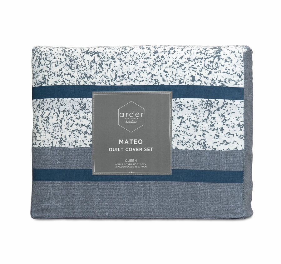 Mateo Quilt Cover Set Range Navy