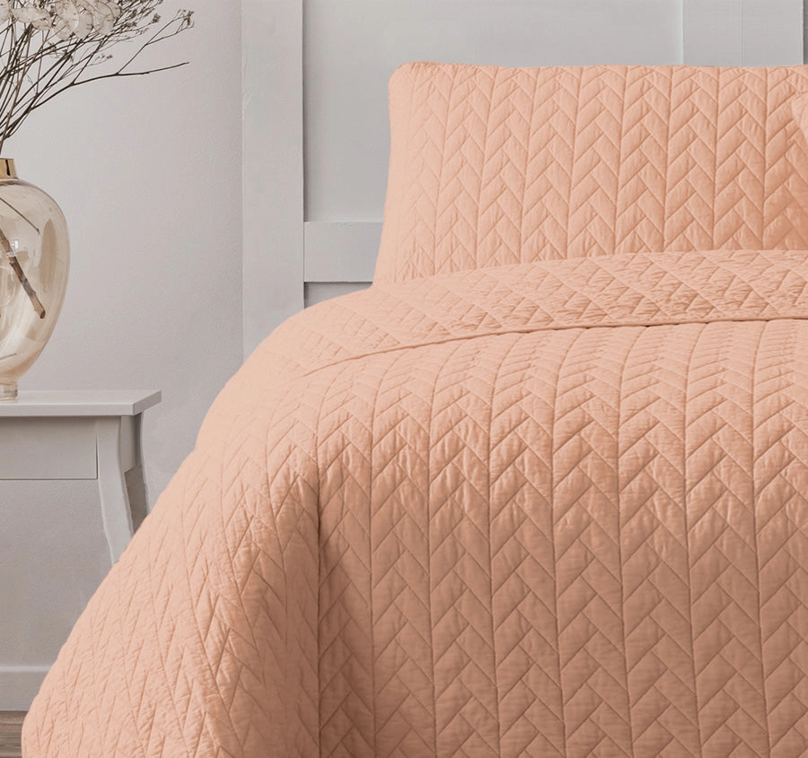 Maya Quilt Cover Set Range Peach