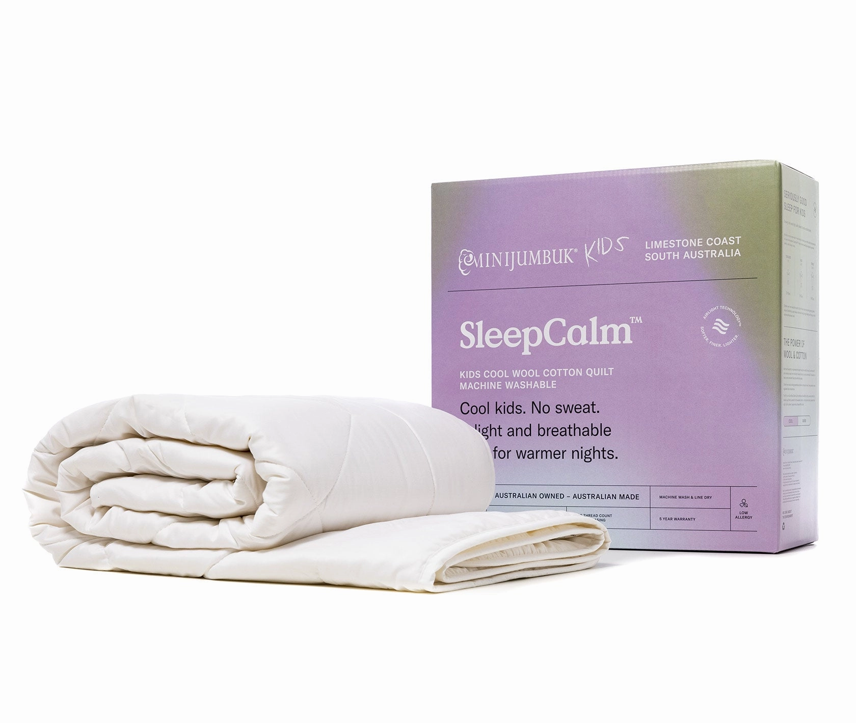 MiniJumbuk Kids Sleep Calm Australian Made COOL Wool Quilt