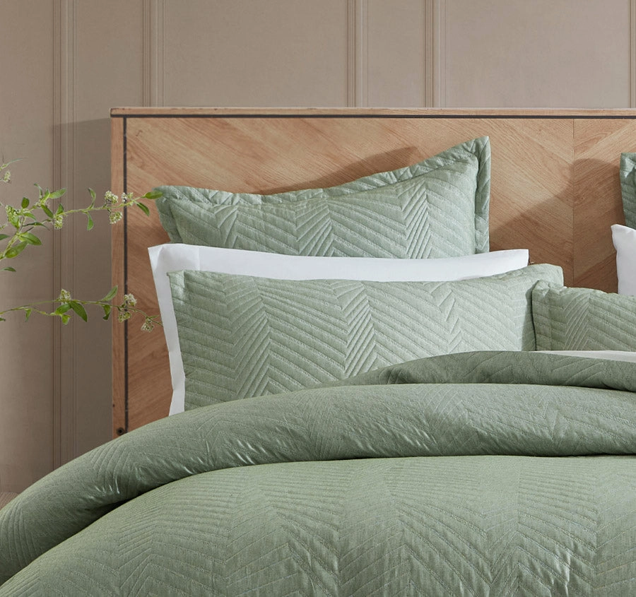Monty Quilt Cover Set Range Eucalyptus