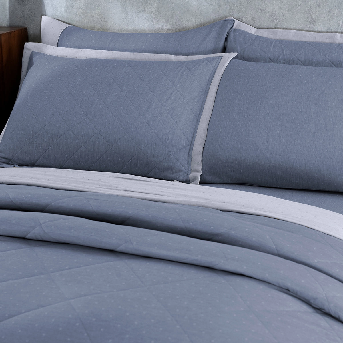 Muted Dot 100% Natural Cotton Filling Summer AC Quilt/Quilted Bed Cover/Comforter Blue