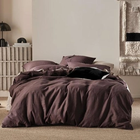 Nimes Linen QUILT COVER SET ESPRESSO  by Linen House