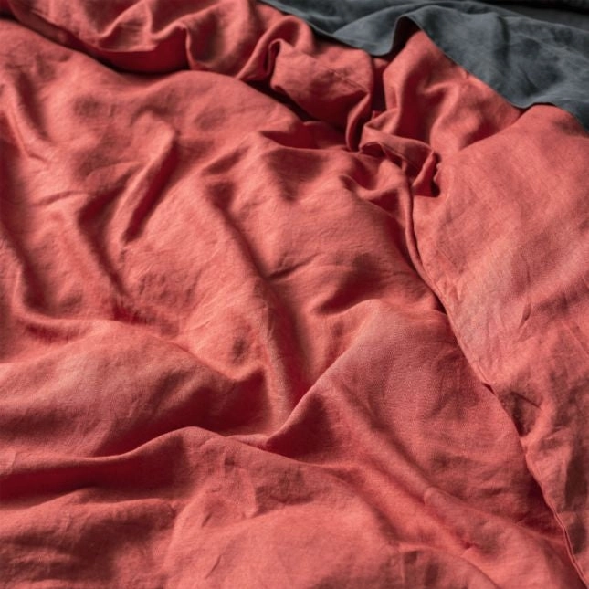 Nimes Sangria Linen Quilt Cover Set by Linen House