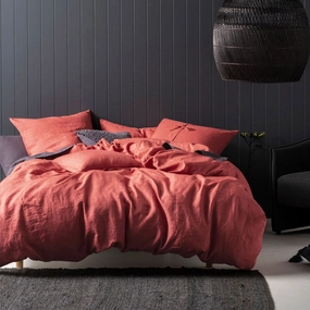 Nimes Sangria Linen Quilt Cover Set by Linen House