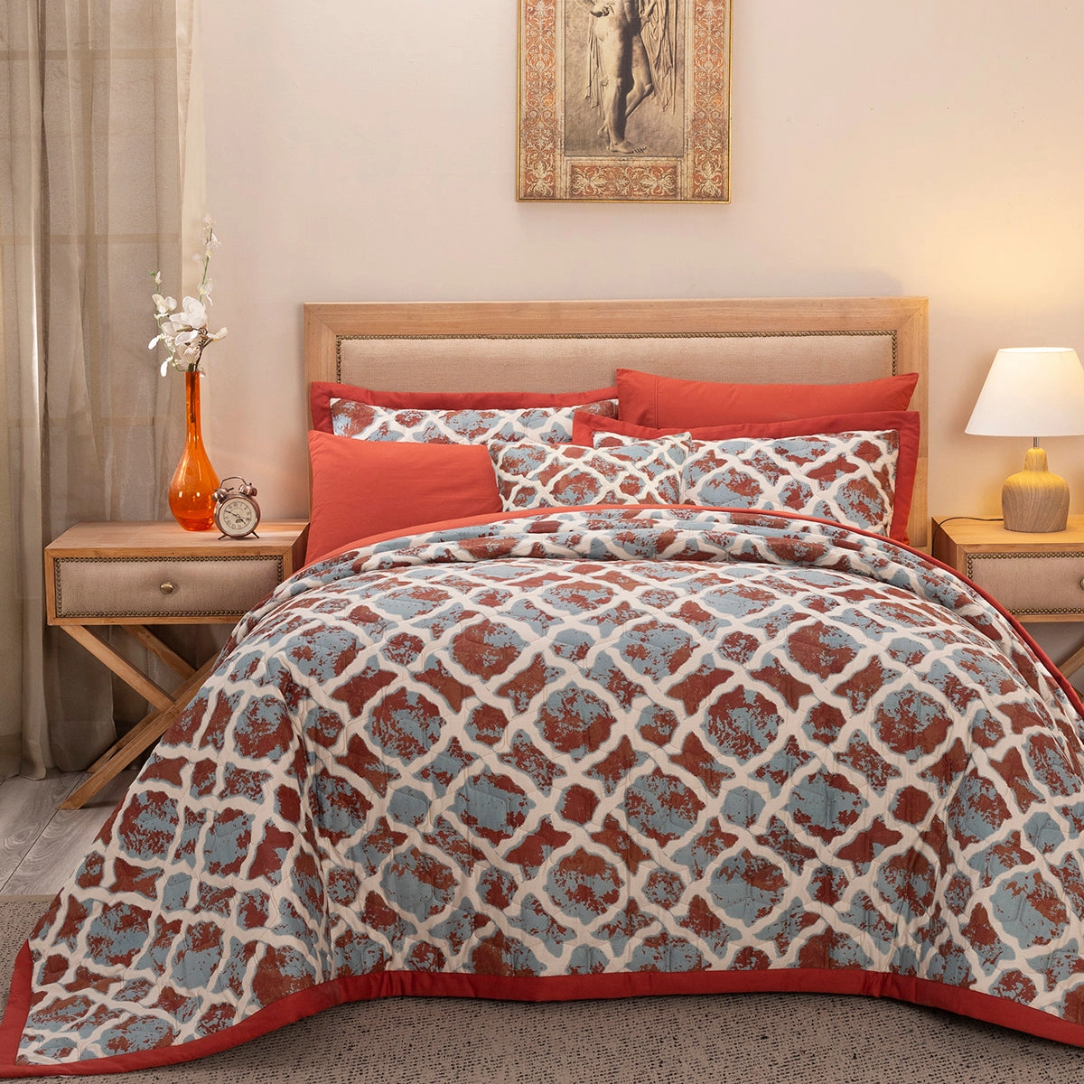 Nouveau Tradition Form Replay Red Quilt Set