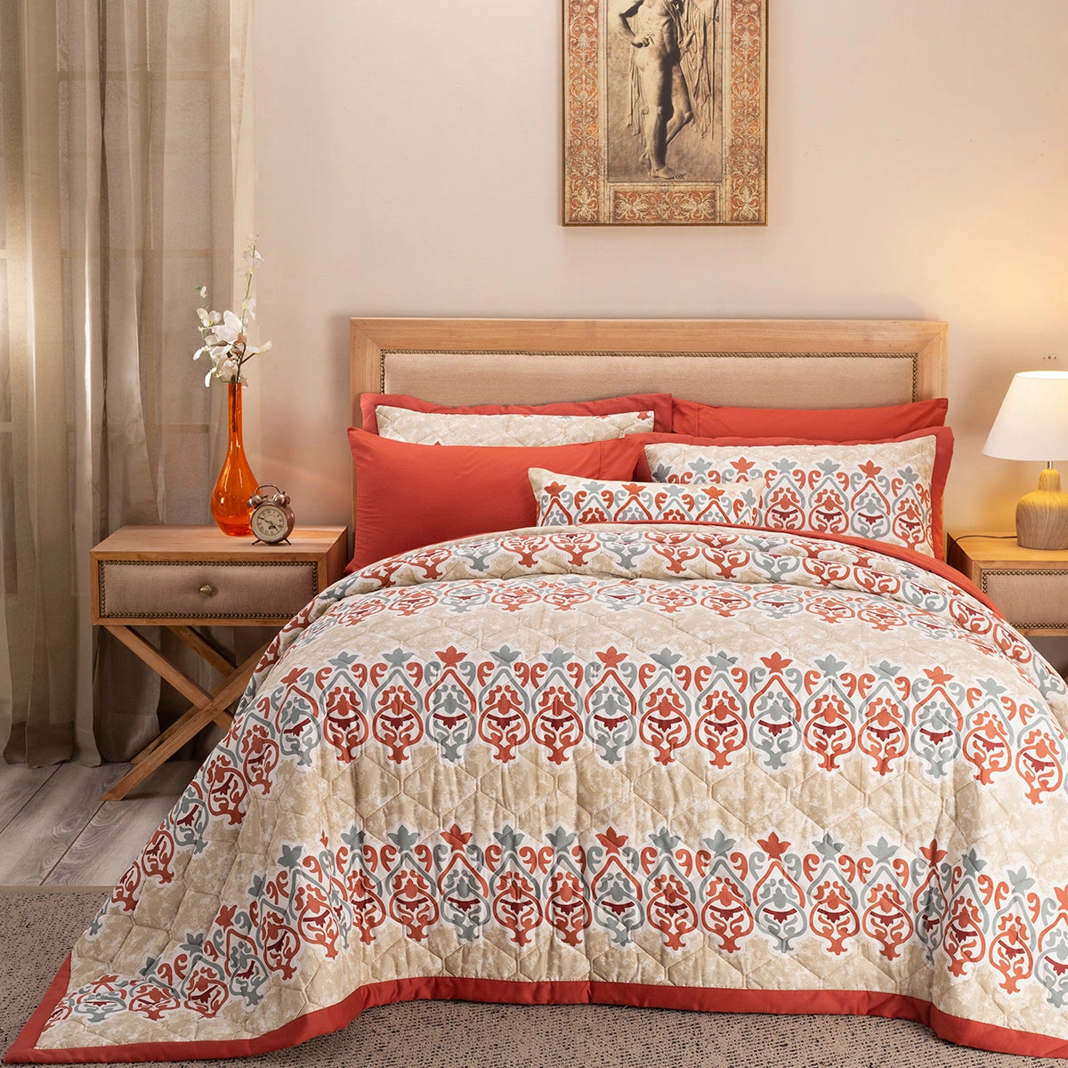 Nouveau Tradition Kaleen Global Red Quilt Set
