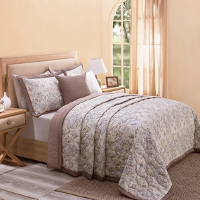 Nouveau Tradition Lawn Rerun 8PC Quilt/Quilted Bed Cover Set Neutral