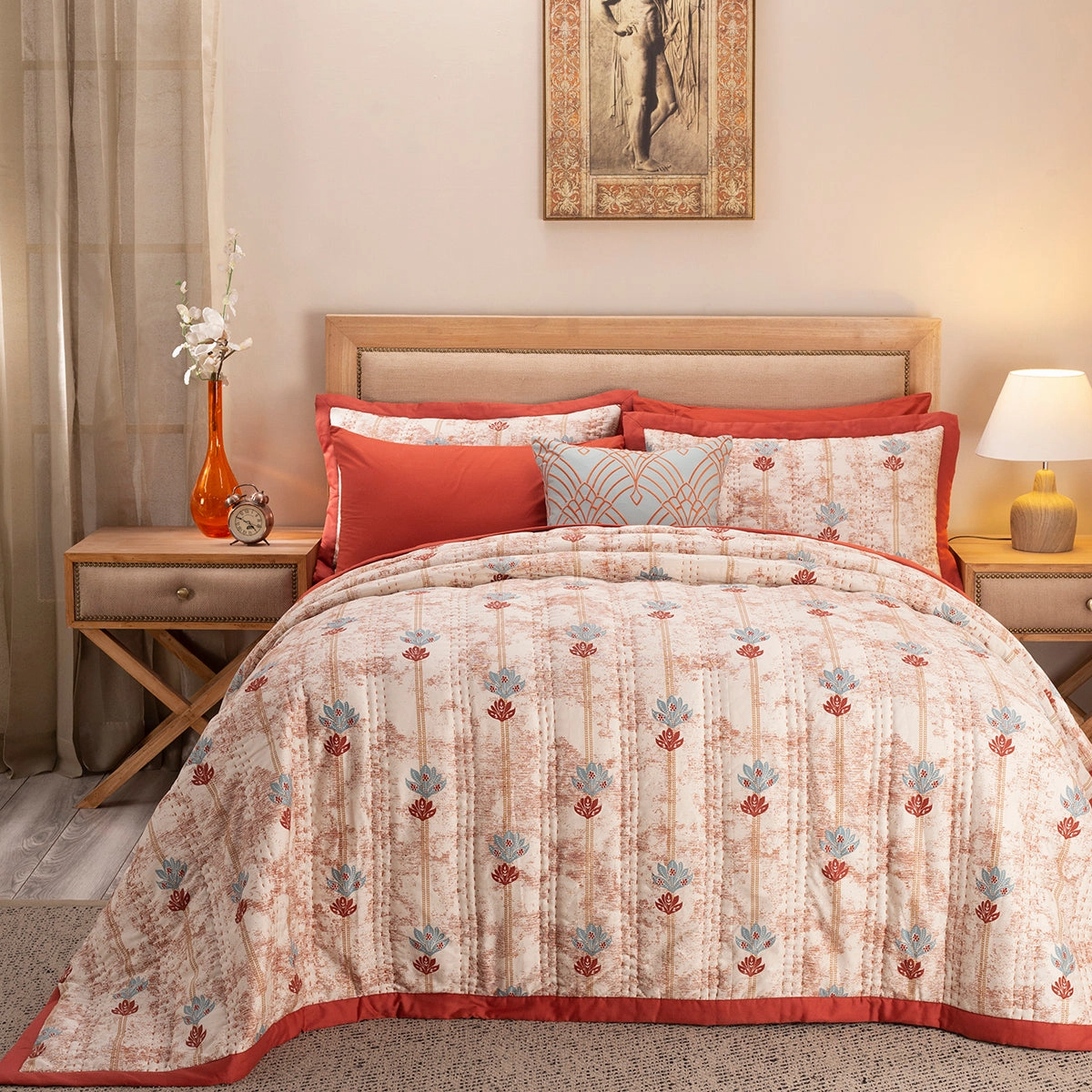 Nouveau Tradition Water Lily Red Quilt Set