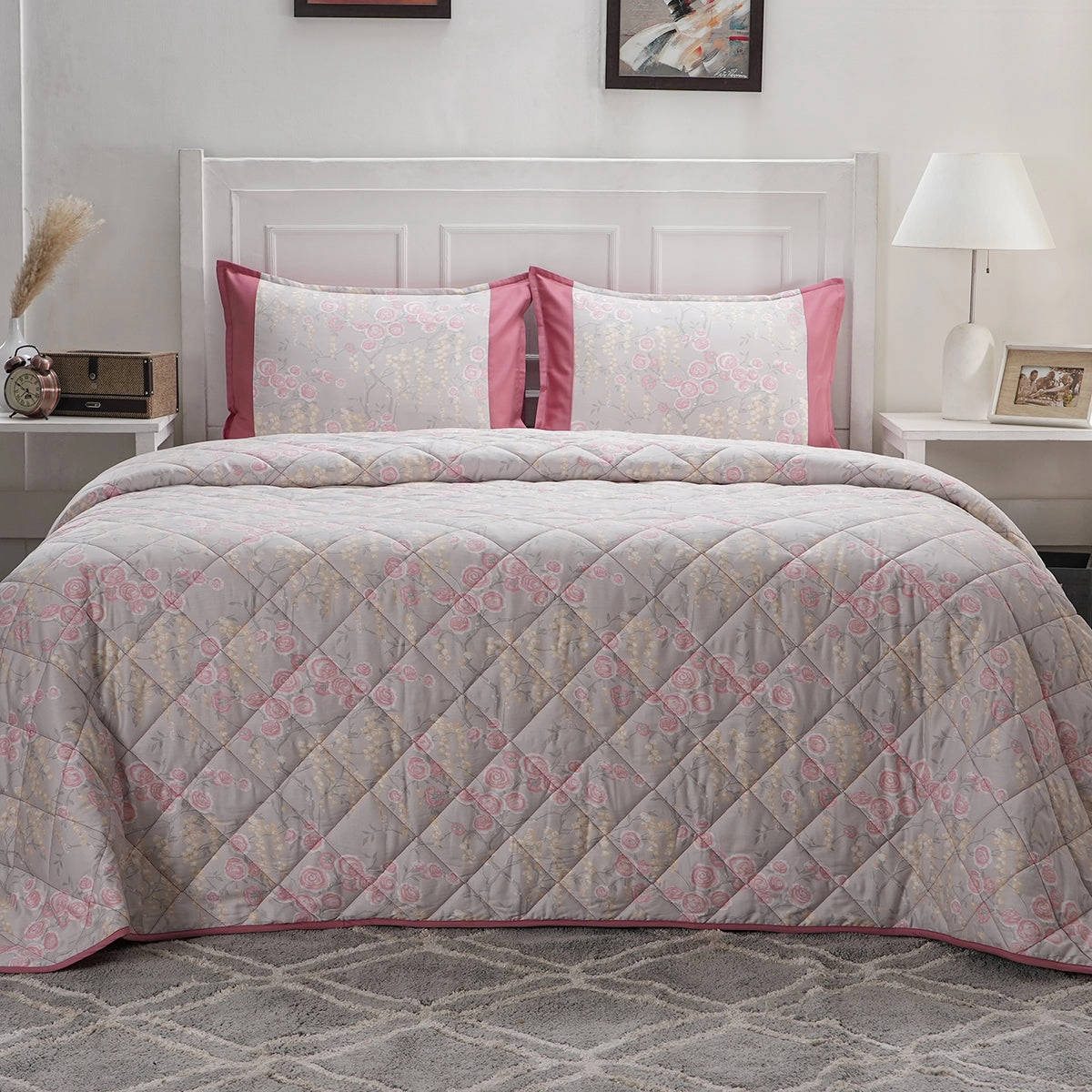 Optimist Bloom Cassia 4PC Quilt/Quilted Bed Cover Set