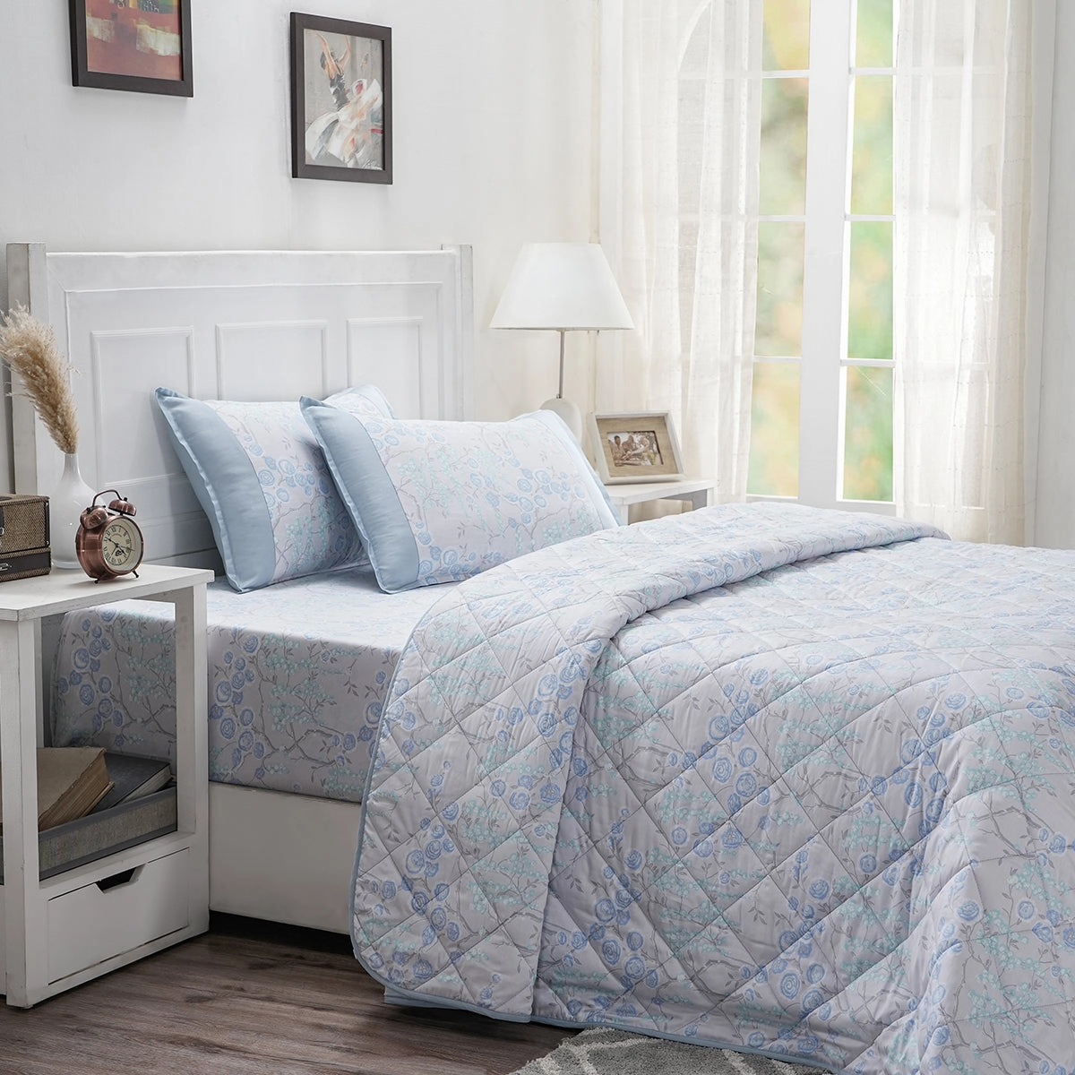 Optimist Bloom Cassia 4PC Quilt/Quilted Bed Cover Set