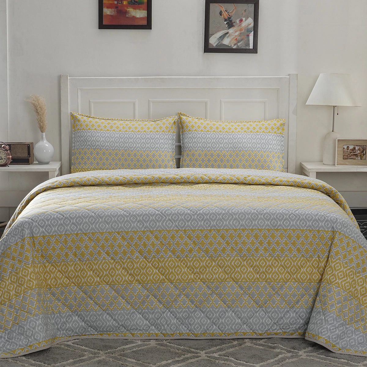 Optimist Bloom Multi Ikat 4PC Quilt/Quilted Bed Cover Set