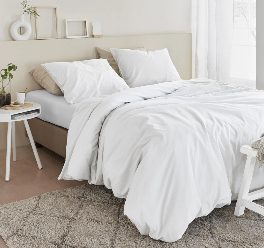 Organic Cotton Quilt Cover Set Range White
