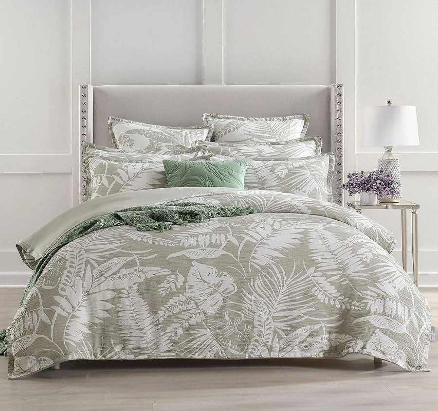 Palm Tree Quilt Cover Set Range Sage Green